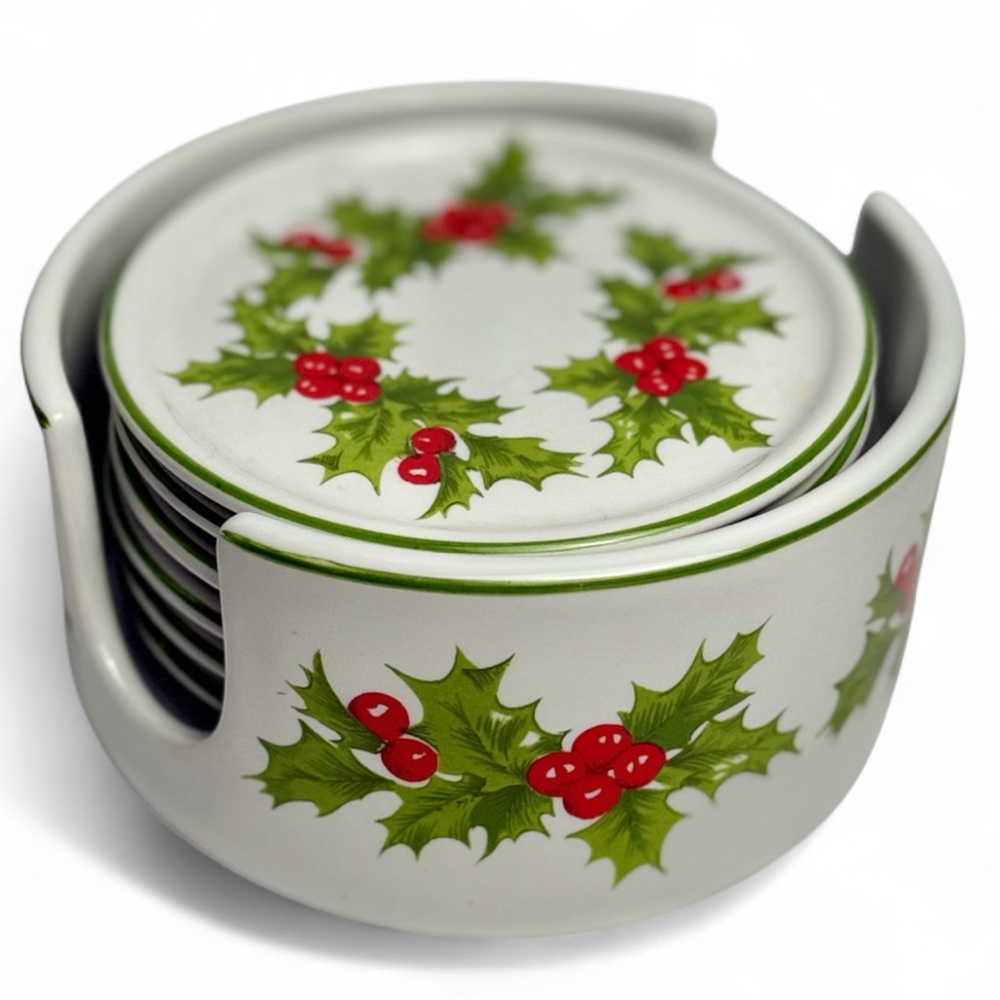Festive Holly Coaster Set